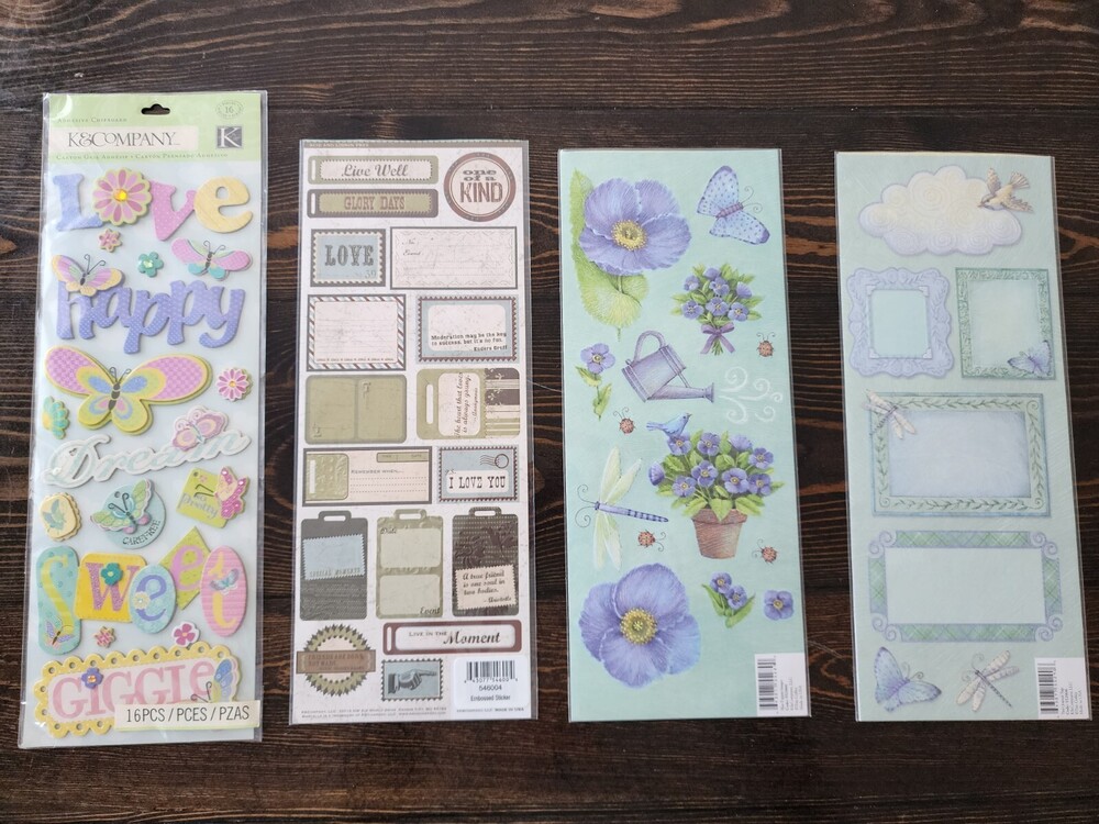 Scrapbooking Stickers Flowers Blue Spring Jumbo Sheets K&Co Lot New Retired #22